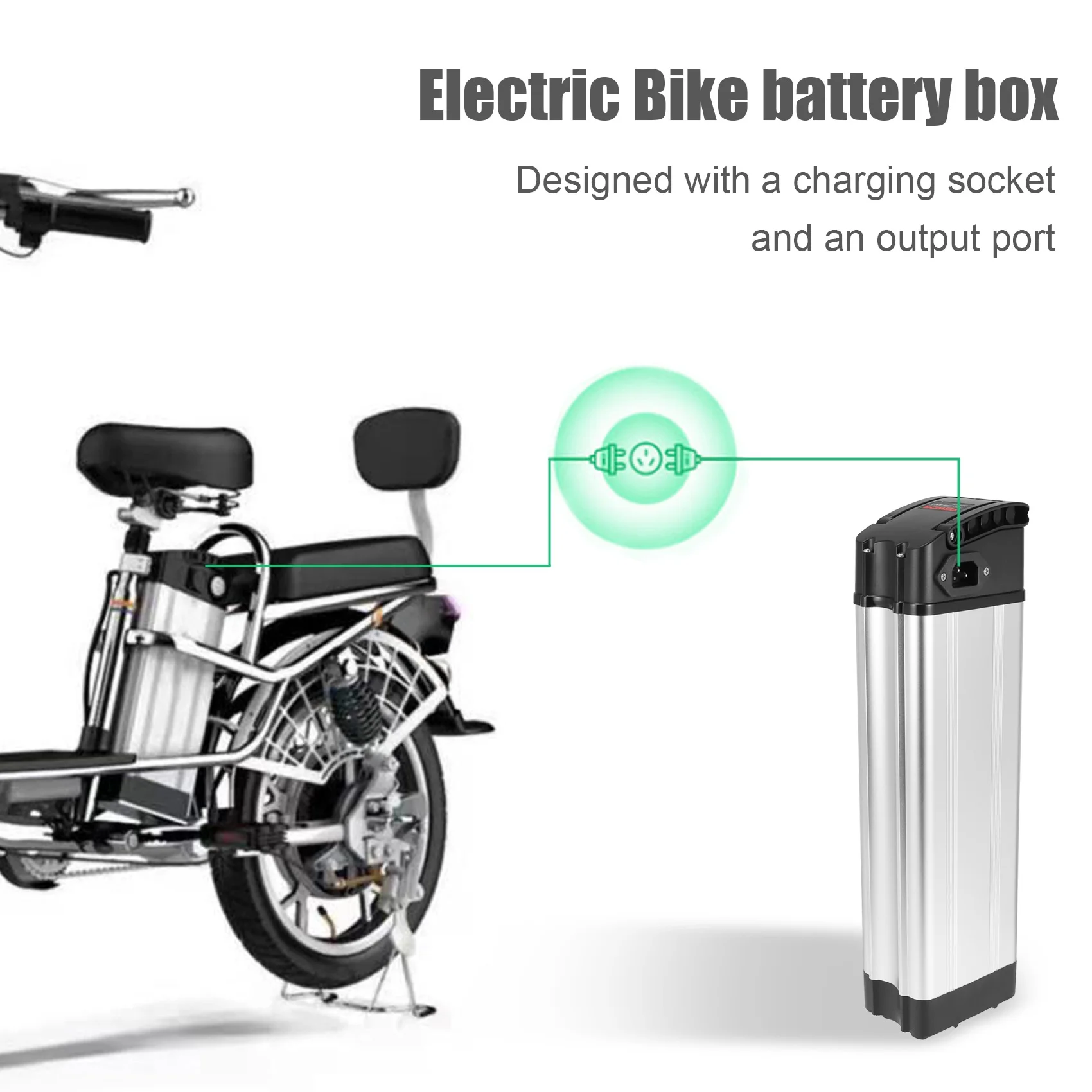 Electric Bike 36V/48V Large Capacity Battery Case 18650 Holder Case E-Bike Accessories for Canon Head