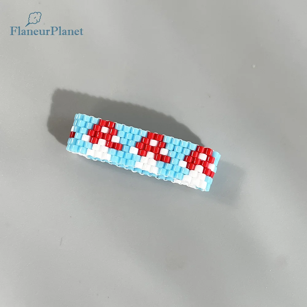 FlaneurPlanet Cute Mushroom Ring Miyuki Seed Bead Ring