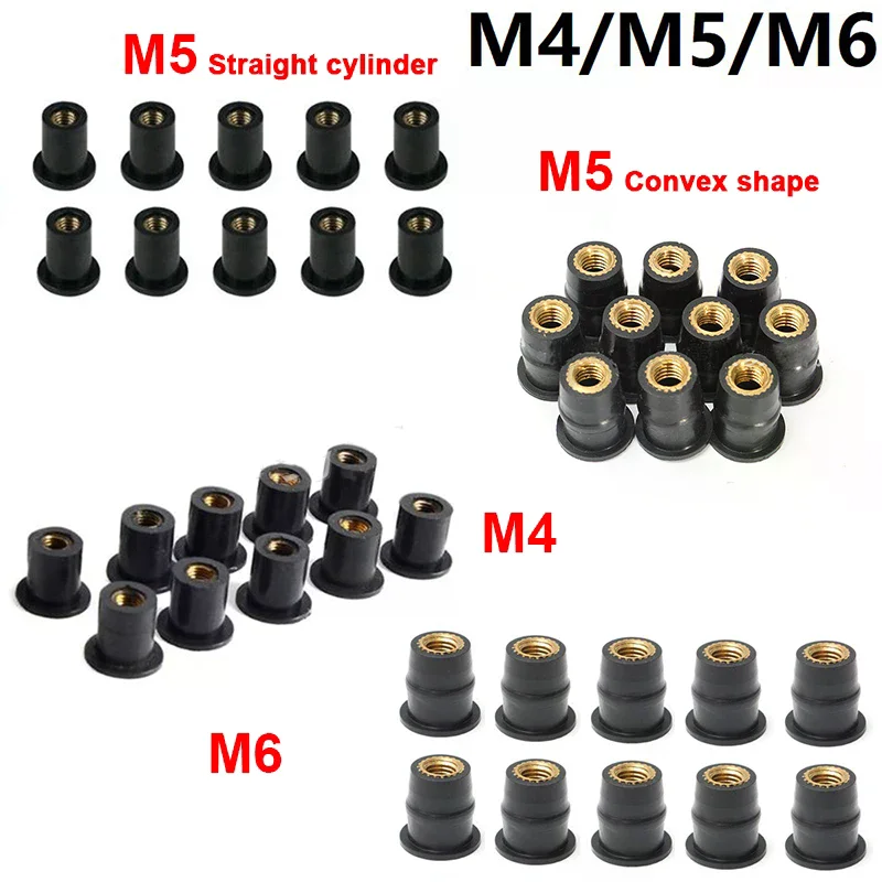 Motorcycle Tuning Windshield Rubber Nut N4m5m6 Brass Nut Expanded Rubber Well Nut Rivet Fastener