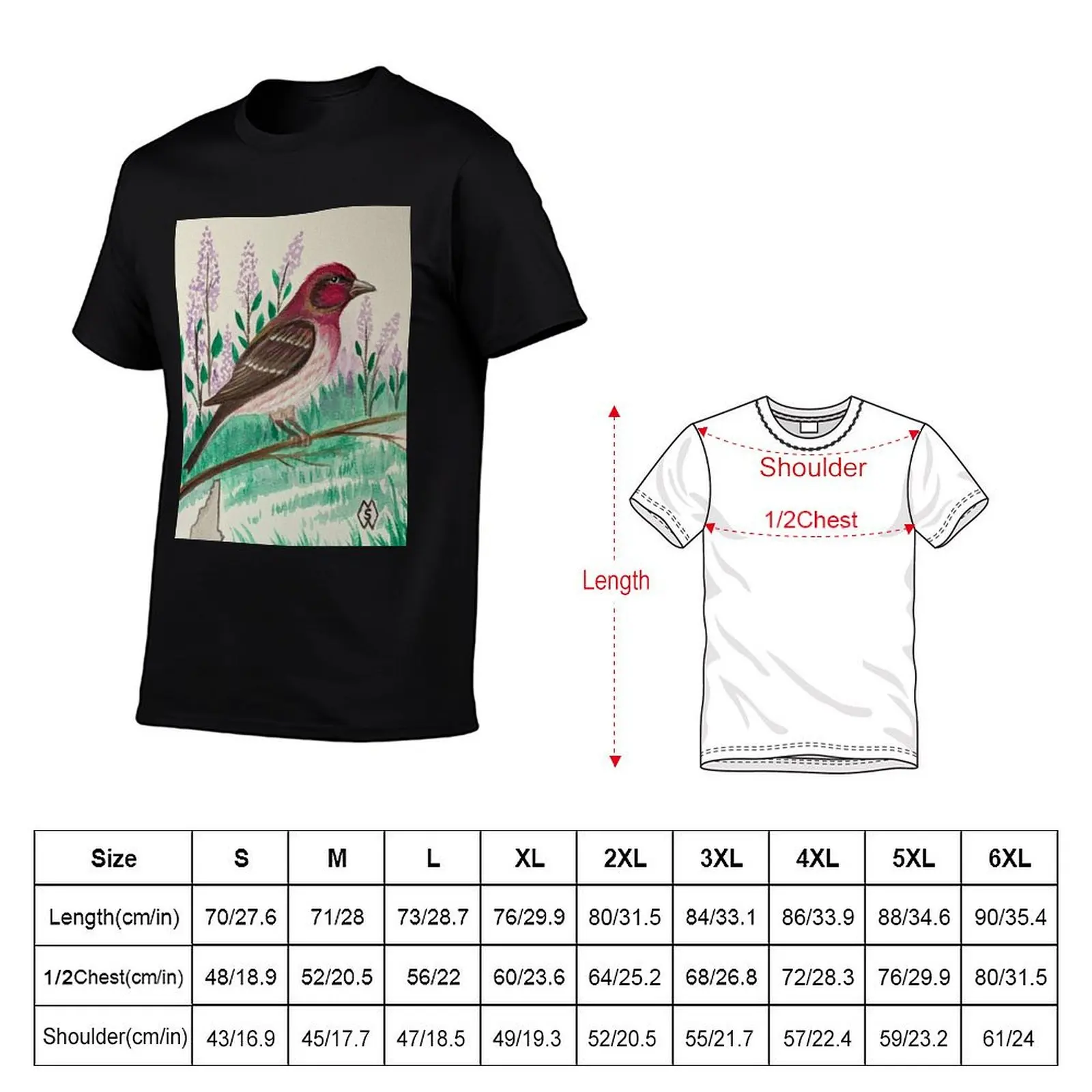 New Hampshire state bird and flower, the purple finch and purple lilac T-Shirt quick drying anime figures Short sleeve tee men