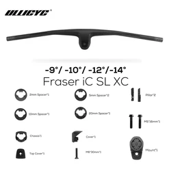 ULLICYC FRASER IC SL XC 60mm For Sparks Frame -9°/-10°/-12°/-14° Full Carbon Fiber Integrated Cockpit MTB Handlebar With Mount
