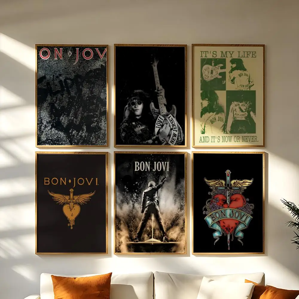 Pôster Band B-Bon J-Jovi, pôster hd para decoração de casa, parede pegajosa, à prova d'água, sala de estar, bar, decoração estética