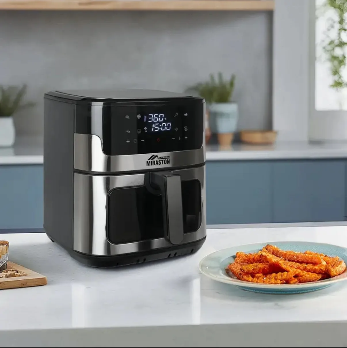 

Аэрофритюрница MIRASTON 8.5QT, обновленная модель, с квадратной антипригарной корзиной, семейный размер
