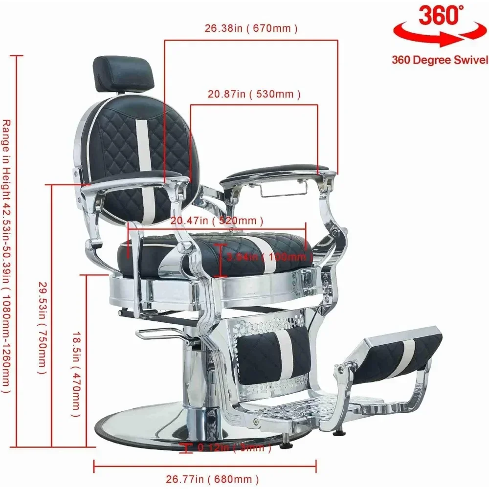 Salon Chair for Hair Nail Salon Chair Vintage Barber Chair for Hairdressers Heavy Tattoo Shampoo Beauty Salon Equipment (Square)