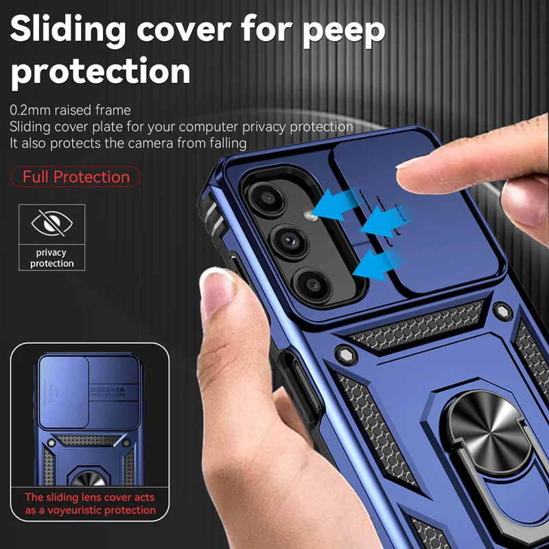 Etui Armor Shockproof Magnetic Ring Stand Holder Case do Samsung Galaxy A55 A54 A53 A52 A53 A34 A05 Lens Cover 360° obrotowy wspornik