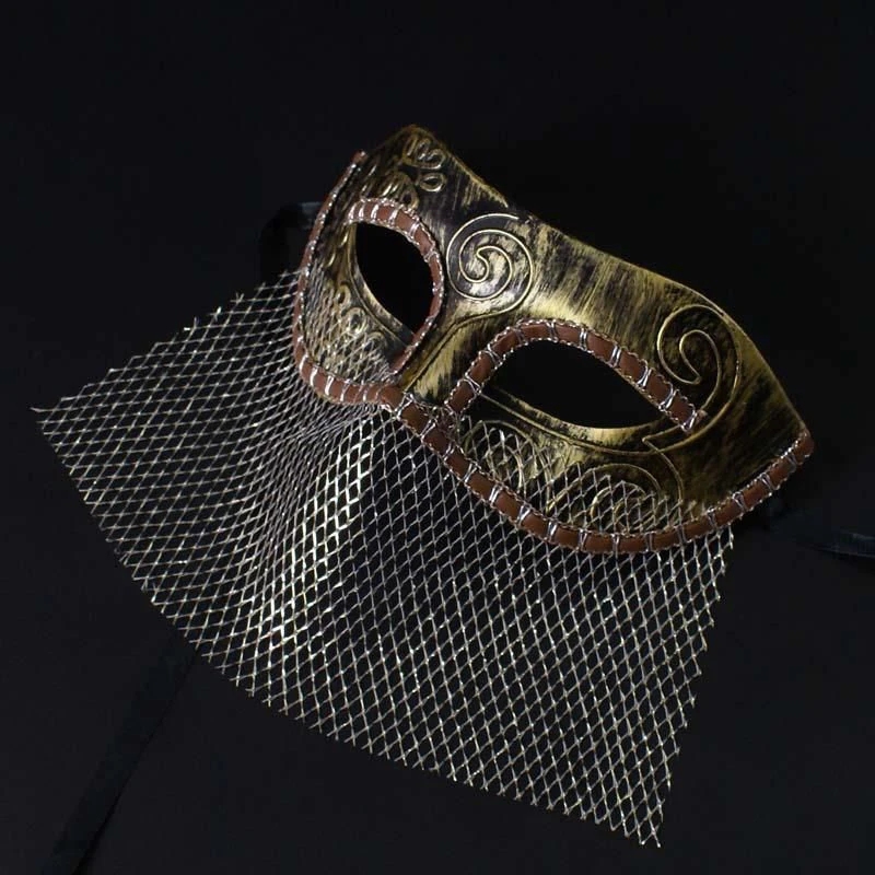 Men Masquerade Mask With Mesh Veil Venetian Vintage Retro Mask Carnival Festival Cosplay Mardi Gras Party Prom Halloween Silver