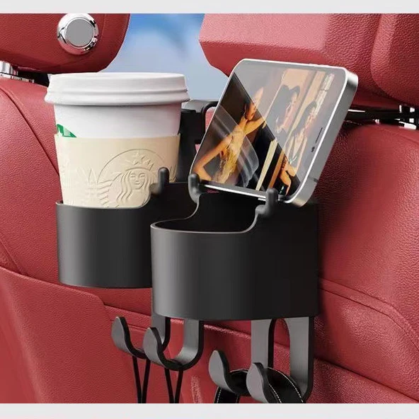 Multifunctional Car Headrest Cup Holder Drink Bottle Hanging Mount Organizer Auto Back Seat Hook Storage Holder Car Supplies