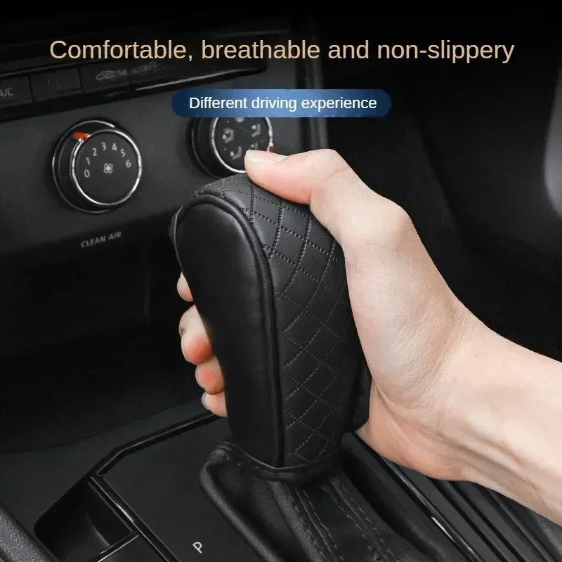 Car Shift Handle Cover PU Leather Non-Slip Wear-resistant Shift Knob Decor Protective Cover Universal Car Interior Accessories