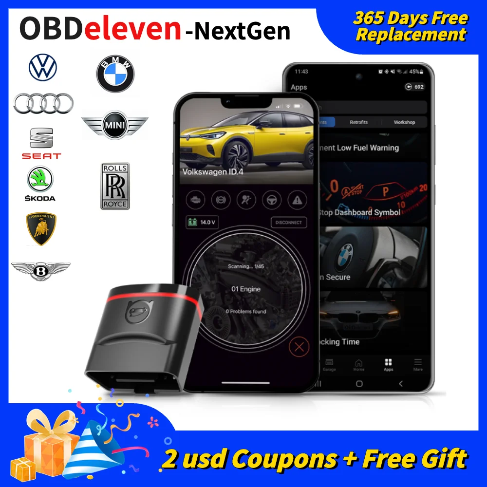 OBDeleven PRO  OBD11 OBD eleven Obdelevent Nextgen DeviceOBD2 Diagnostics Volkswagen For IOS VW Polo Golf /BMW/Audi /Seat /Skoda