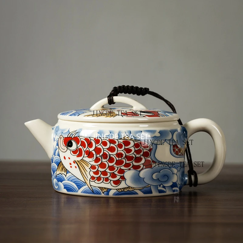 Haushalt Keramik Fisch Spielen Hanwa Teekanne Chinesischen Stil Teekanne Einzigen Topf Puer Tee Kung Fu Tee-Set