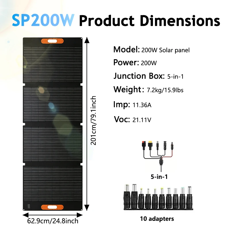 60 W/100 W/200 W Draagbare Zonnepaneel IP68 Waterdichte Opvouwbare Zonnepaneel Power Backup Solar Charger voor Power Station RV