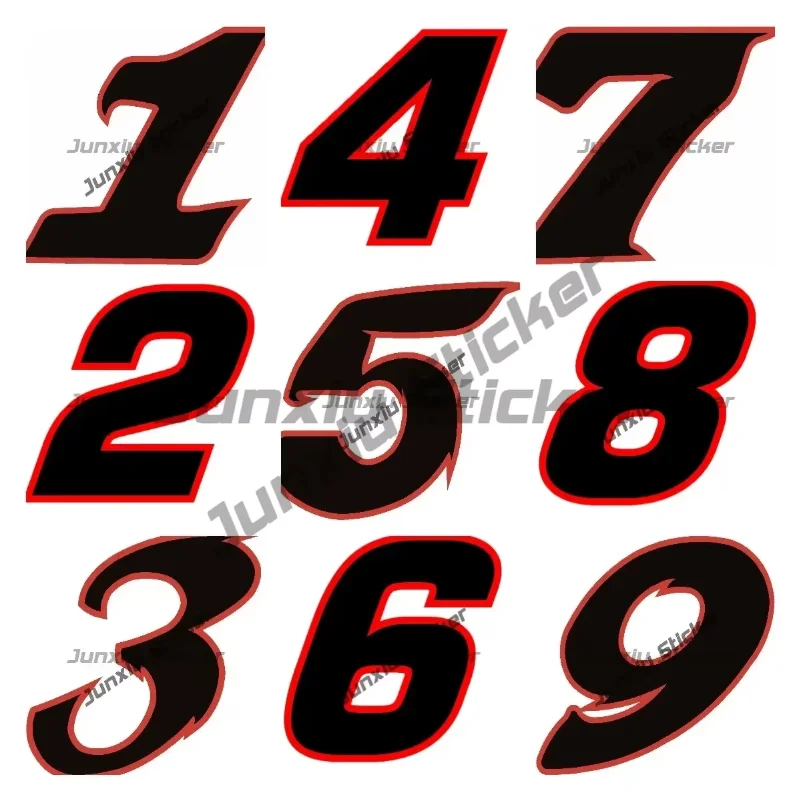 

Black Number with Red Border Art Car Sticker Personalized Scratch-Proof Graffiti Decoration Cover Scratches Exterior Graphic