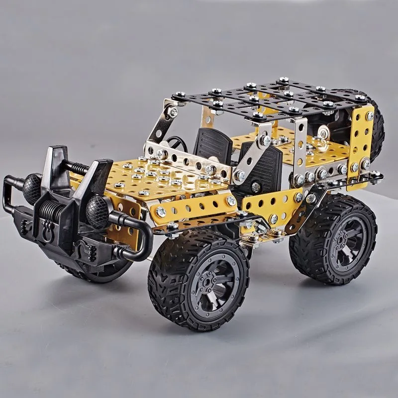 Metall-Geländewagen-Bausteine – DIY-Schraubenmontage, Lernspielzeug für Jungen, galvanisiertes, praktisches Gehirntraining-Spielzeug
