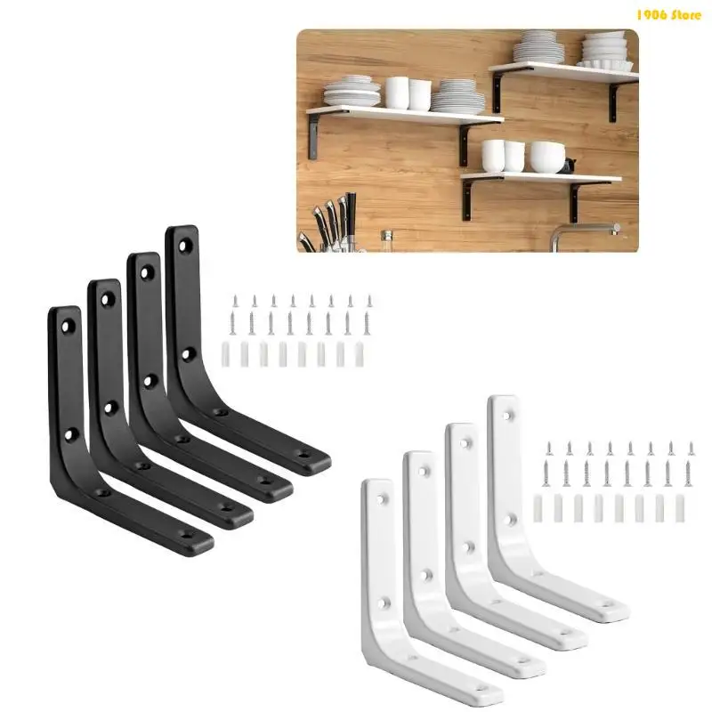 U1JB 4PCS شاملة L شكل Lape Lape Bracket بوصة عائمة الدعم الدعم لزاوية المشاركة لتركيب DIY مع المسمار