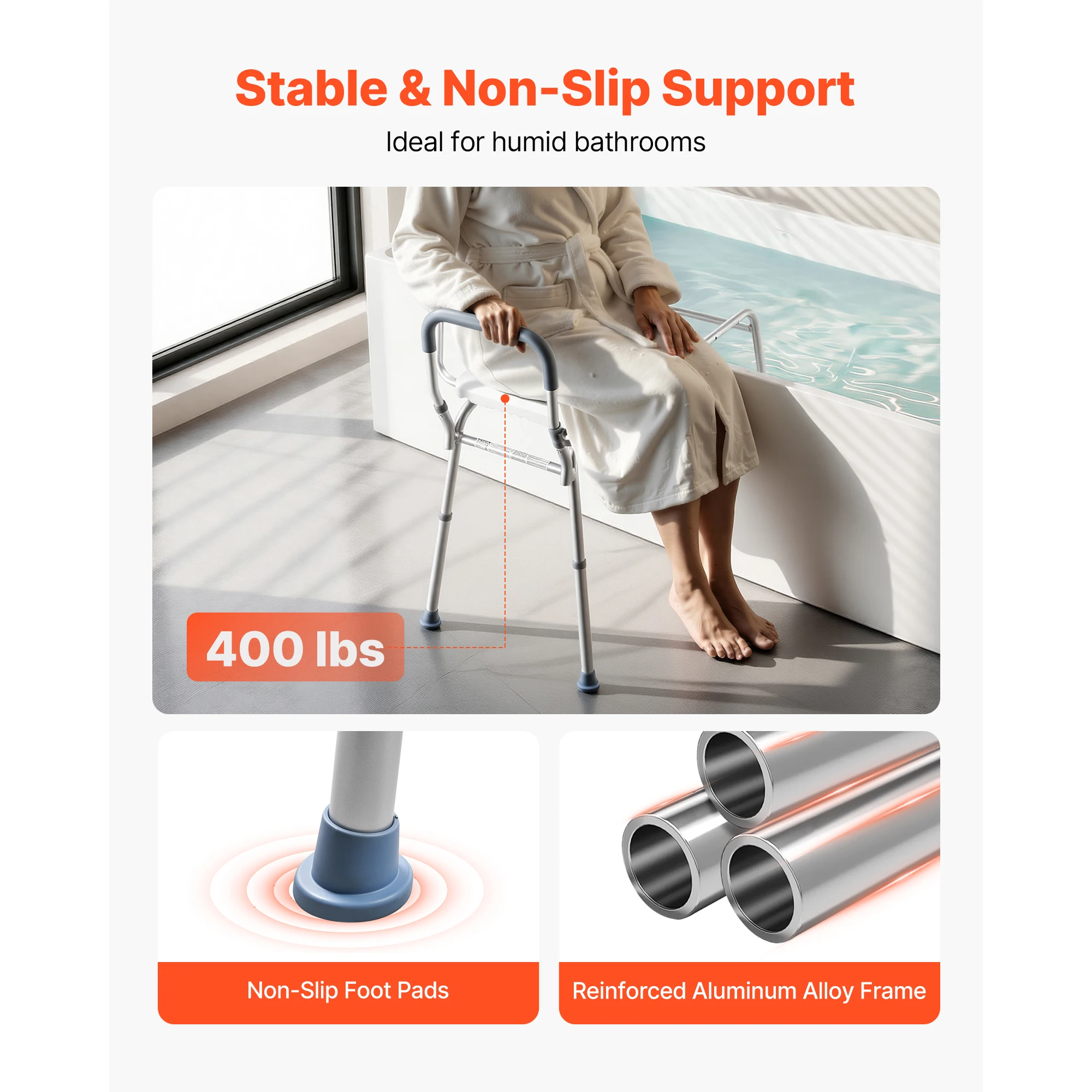 Sliding Shower Chair Tub Transfer Bench with Arms