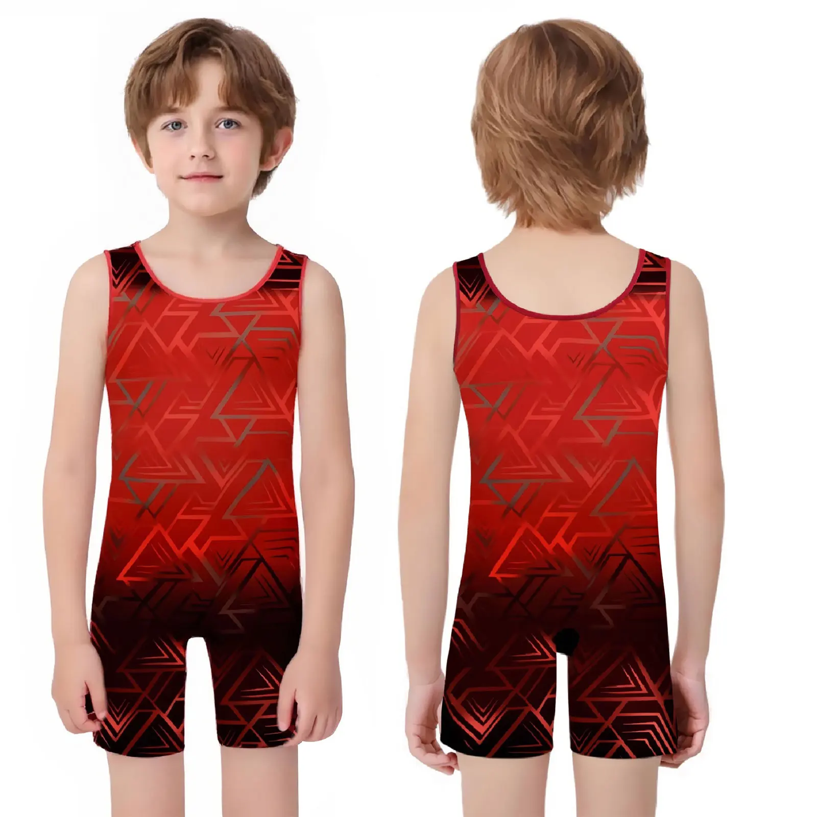 

Boys Latin Dance Jumpsuit PrintedSleeveless Sports Bodysuit for Gymnastics Wrestling Dance Practice Cycling Workout Exercise