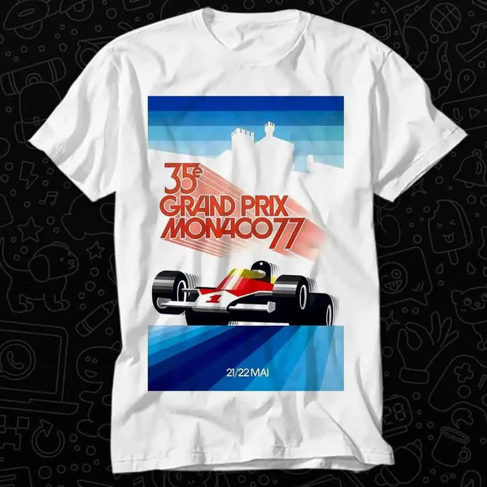 T-shirt vintage 1977 Grand Prix de Monaco, motif course automobile, best-seller, pour adulte, musique, film, OZ530, délavé, respirant, légèrement graphique