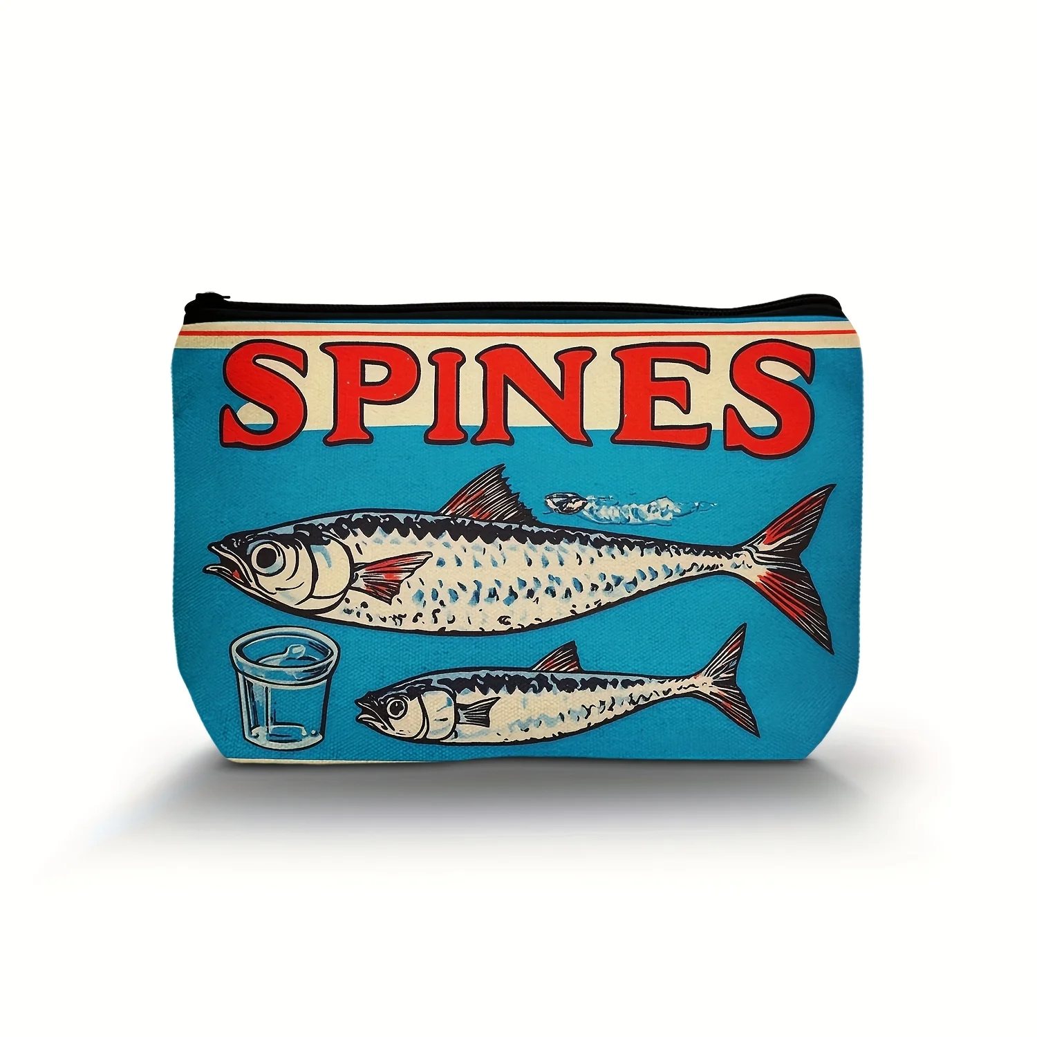 

Женская косметичка Soul Gifts, 1 шт., дизайн сардина, прочный полиэстер, синяя с иллюстрацией рыбы