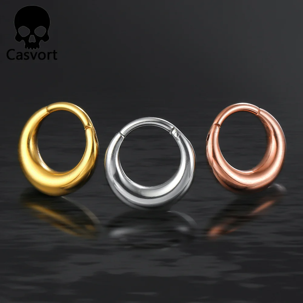 Casvort 1PCS 316L Surgical Stainless Steel Clip Helix Hoop Nose Ring Tragus Thick Septum Rings Piercing Women Body Jewelry