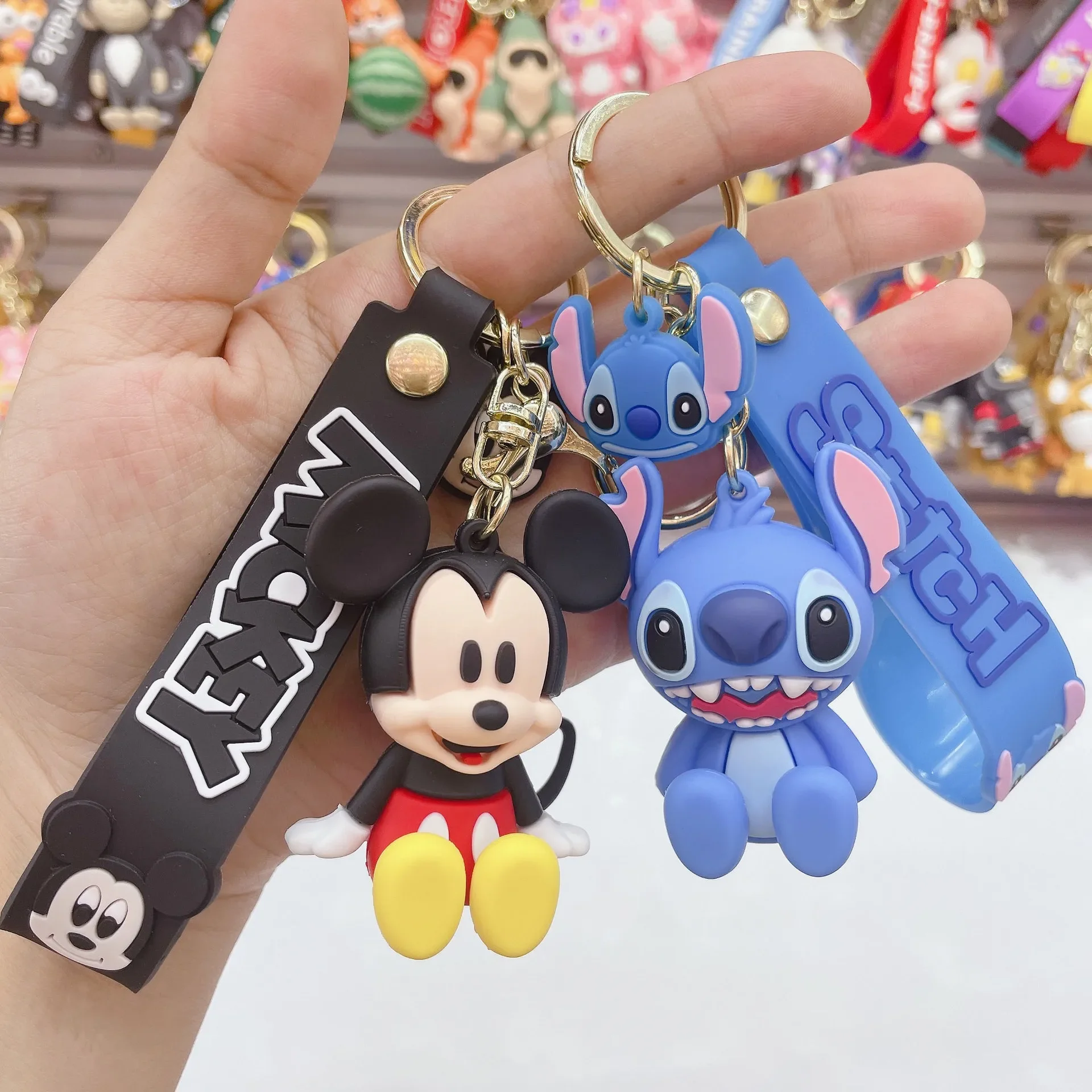 Disney Anime Mickey Keychain Cartoon Cute Minnie Keyring Student Bag Hanging Car Key Rings Christmas Gifts Key Holder