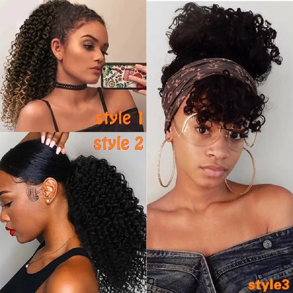 Afro Kinky Curl Drawstring Ponytail Human Hair Ponytail For Black Women Clip in Hair Extensions Human Hair Wrap Ponytails