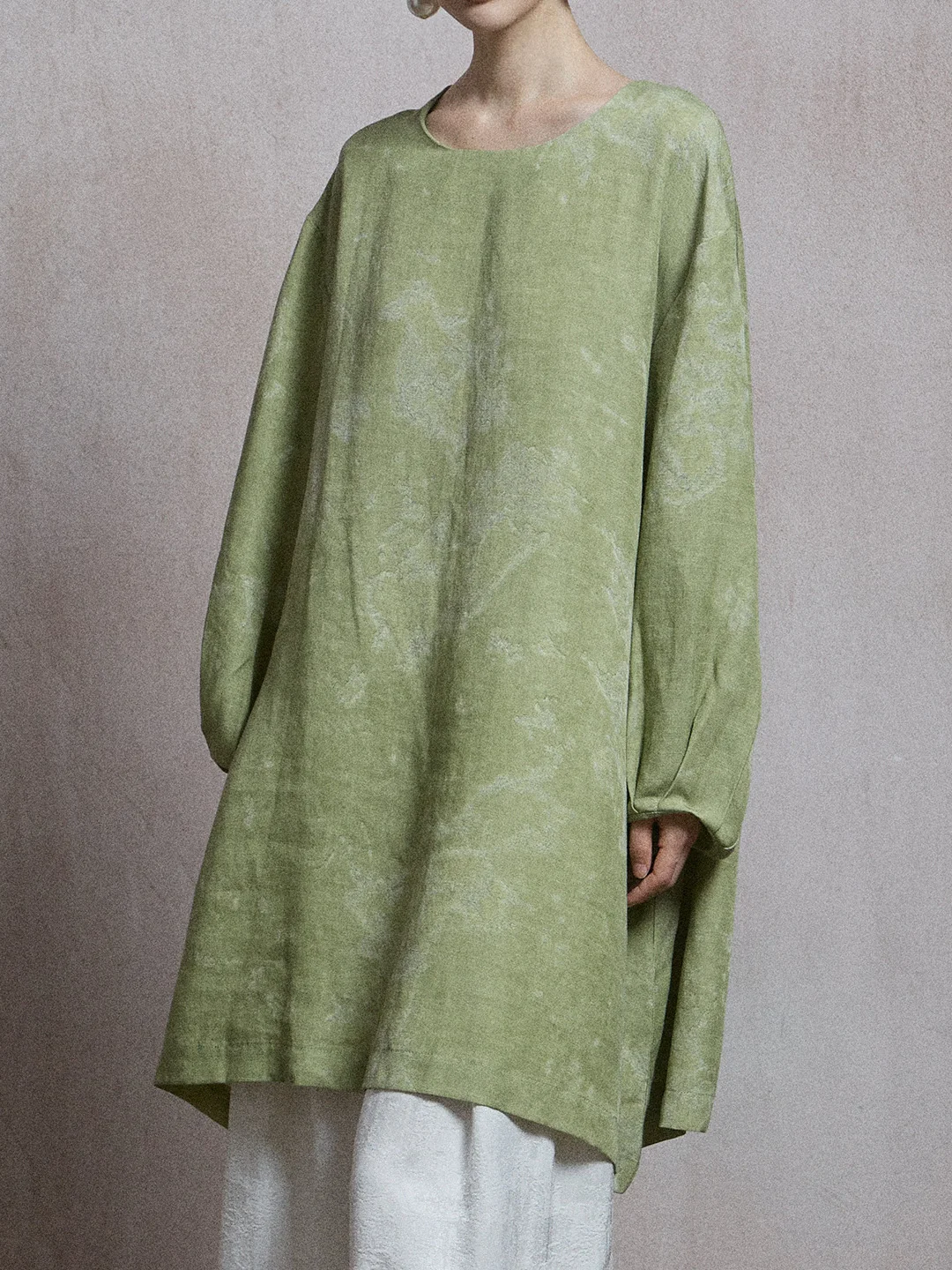 

Giasem Silk Linen Abstract Pattern Long Sve round Ne Loose Fit irt Ele Early Spring Faion Ladies' Premium irt