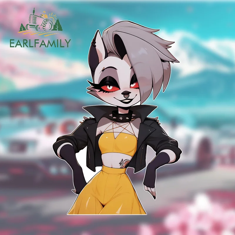 

EARLFAMILY Cute Furry Red Eyes Car Sticker Funny Loona Label Motorcycle Decal Kawaii Anime Decoration Vinyl Material Caravan