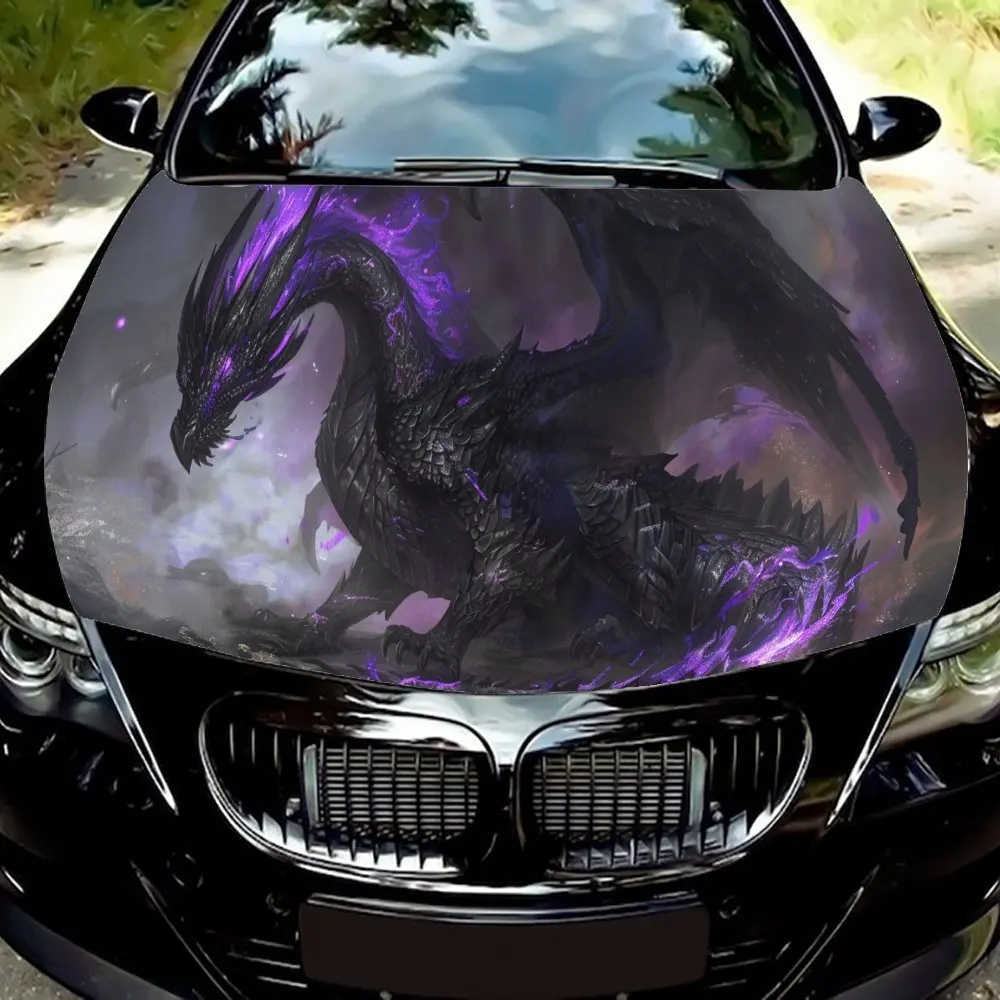 

Shadowy Purple Dragon car hood stickers, waterproof self-adhesive, scratch resistant, easy to stick, durable car PVC stickers, c