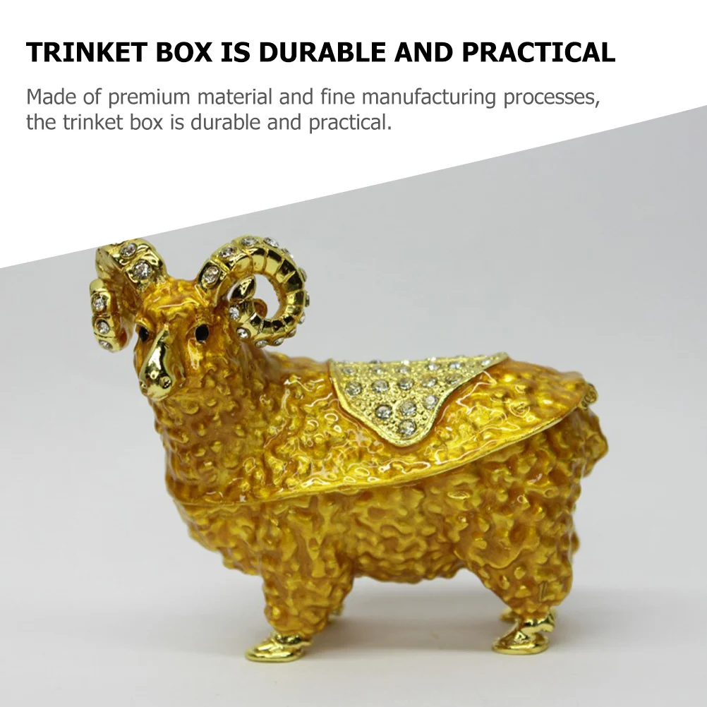 

Sheep Shaped Jewelry Box Enamel Trinket Box For Jewelry Storage Organizer Desktop Decor Alloy Enameled Case Rhinestone Vintage