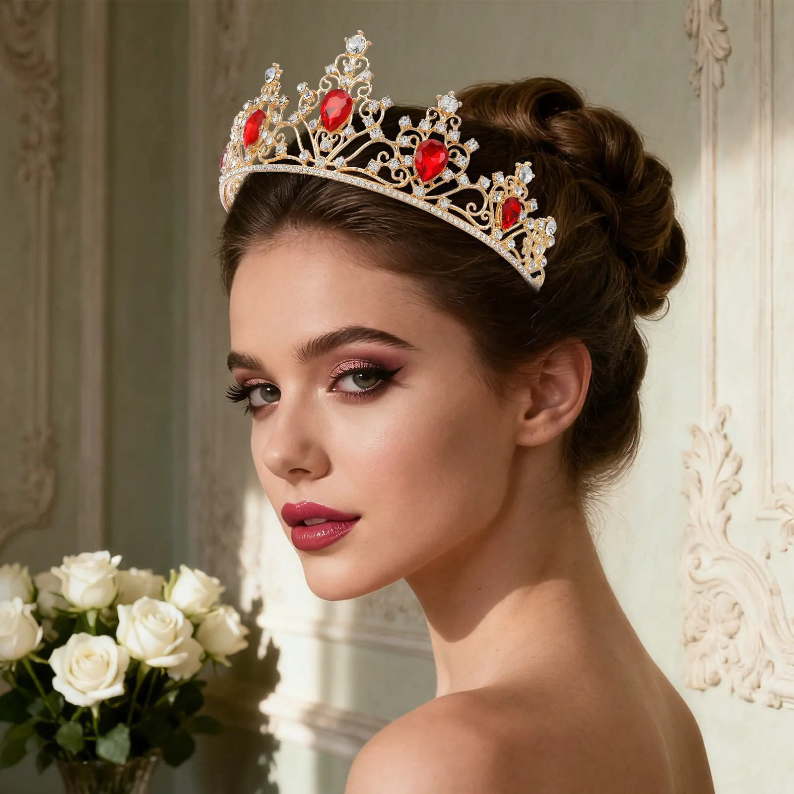 

Корона-украшение для головы из сплава с кристаллами, свадебная корона для вечеринок, головной убор для королевы бала, модный аксессуар для волос для девушек