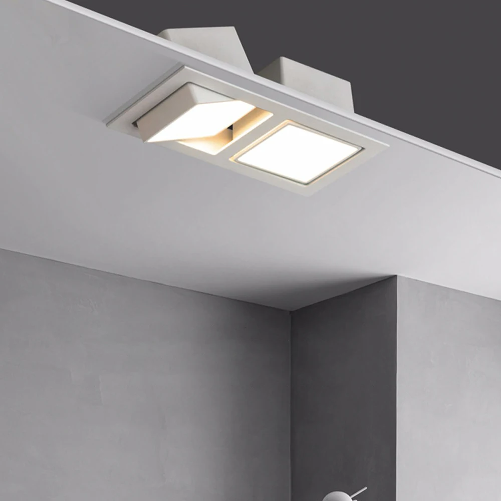 LED Panel Embedded Ceiling Spot Light 1/2/3 Heads LED Square White Downlight 6000K Modern Simple Household Commercial Spotlights