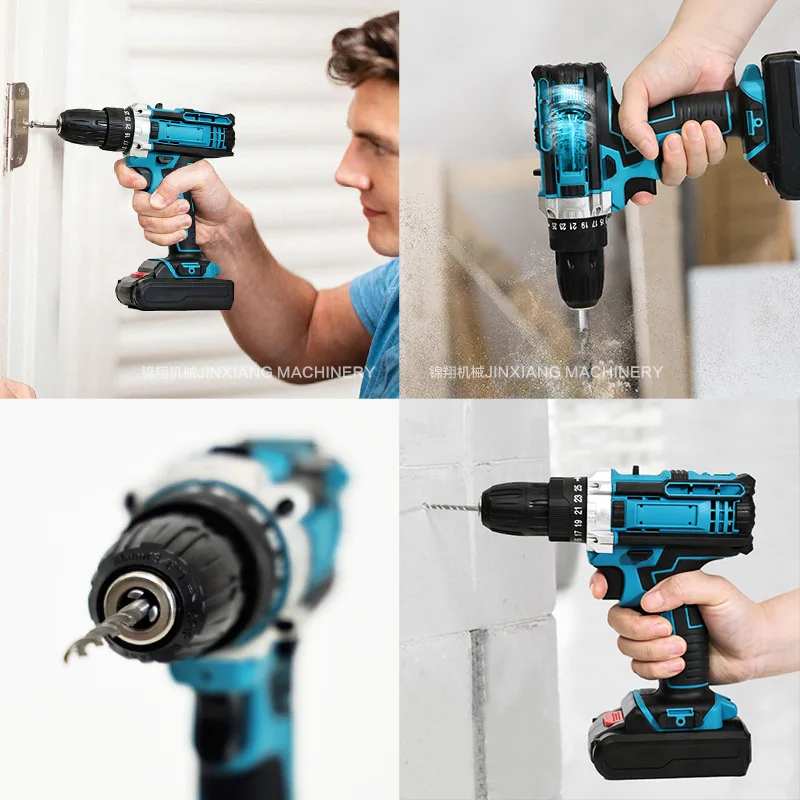 21v Cross-border Multifunctional Lithium Electric Drill Set Foreign Trade Rechargeable Hand Electric Drill Household Impact Dril