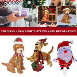 LED Christmas Dog Yard Decor 2024 Outdoor Christmas Decorations Yard Signs Acrylic Dog Garden Stake with Lights Statues for Lawn