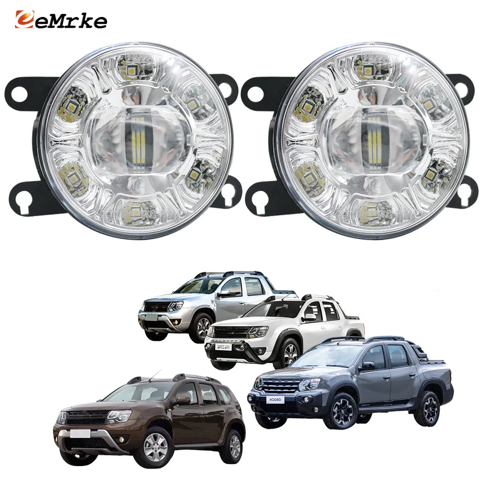 

Led Fog Lights Assembly Headlights for Renault Duster, Oroch Pickup with Lens + Car DRL Daytime Running Lamp PTF Accessories