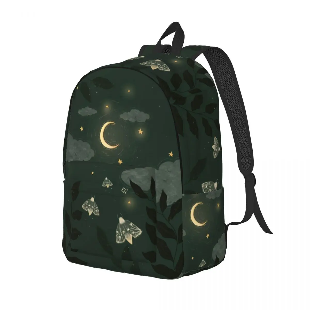 Moonlit Garden Backpack for Men Women Cool Student Work Daypack Boho Floral Laptop Computer Canvas Bags with Pocket