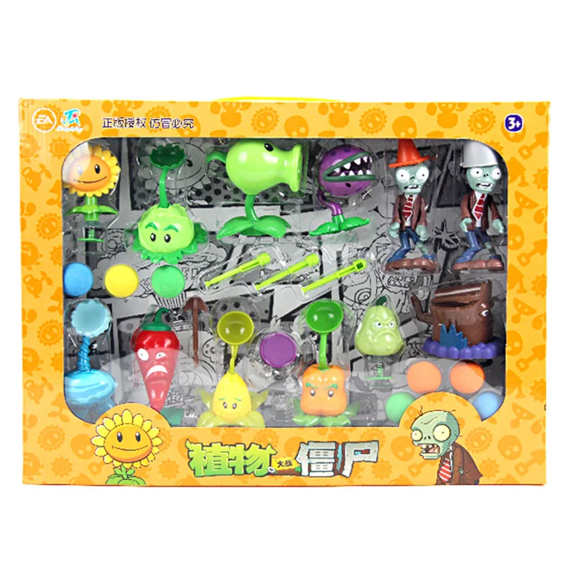 Plants vs Zombies 2 Playset Cactus Peashooter Coconut Cannon Genuine Game scene Figure Ornaments Soft Silicone Birthday Gift boy