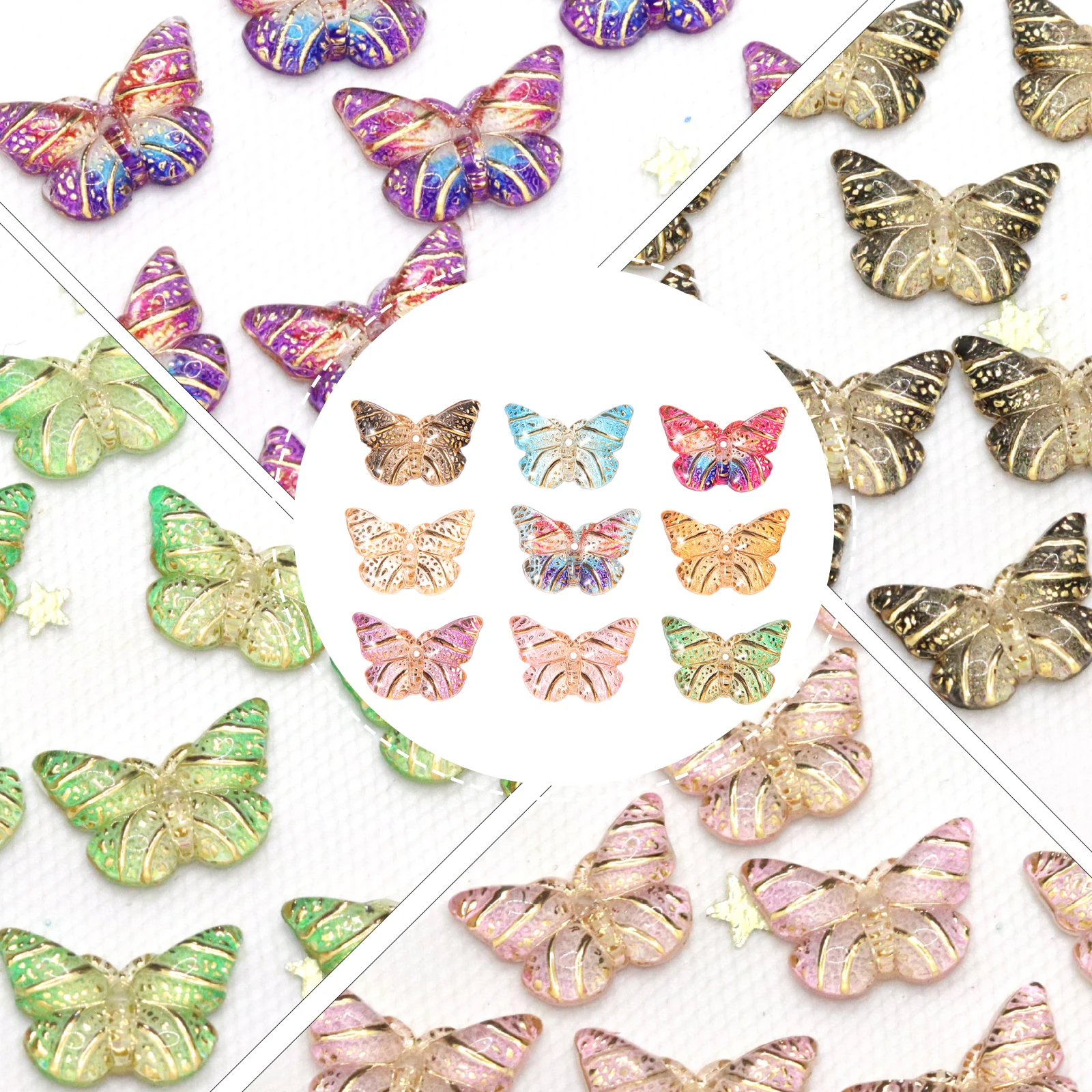 

100 Pcs Enamel Butterfly Charms Accessories Jewelry Cute Bracelet Bee Girly for Making Crafts