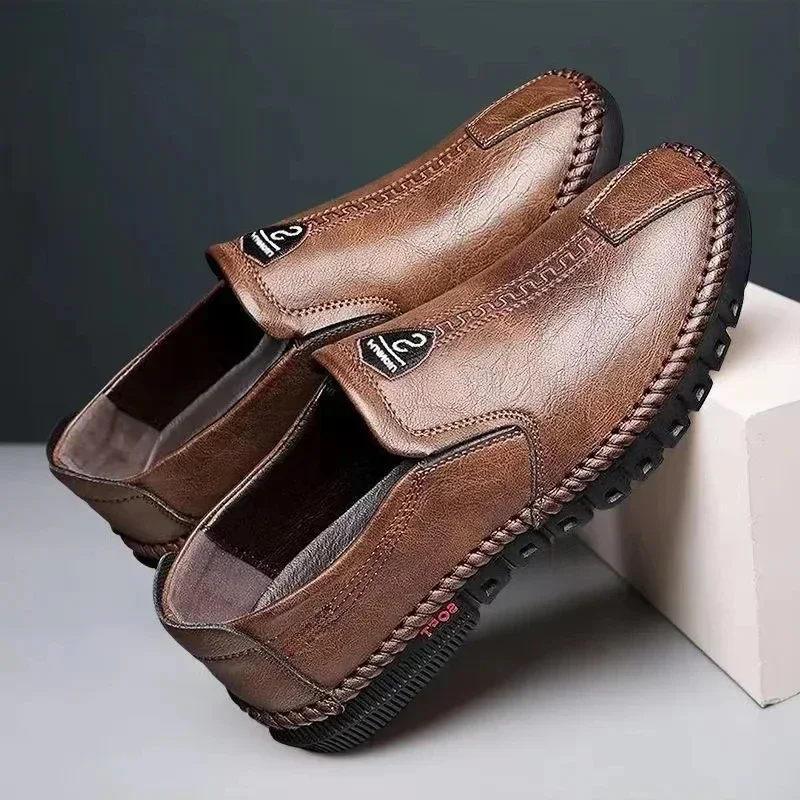 Męskie skórzane buty Miękka podeszwa Obuwie jesienne Wygodne biznesowe mieszkania Męskie lekkie buty robocze Wsuwane buty do jazdy Tenis