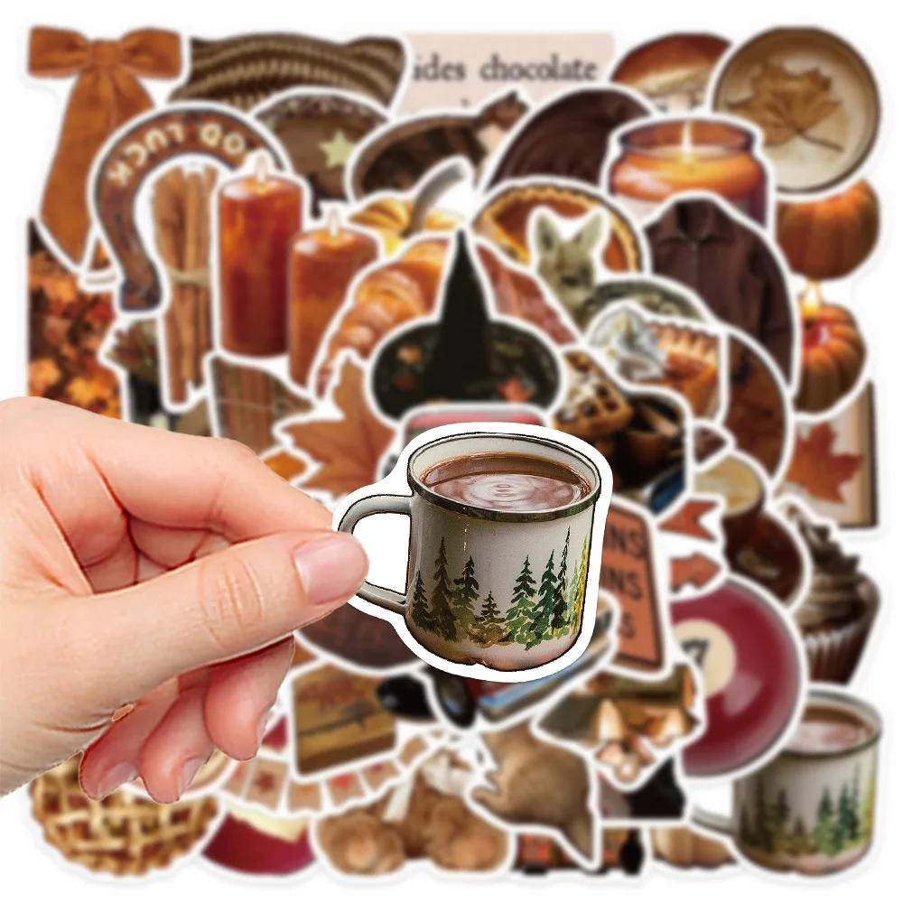 

53PCS Aesthetics Brown INS Style Graffiti Sticker DIY Decorative Mobile Phone Case Notebook Water Cup Waterproof Gift Sticker