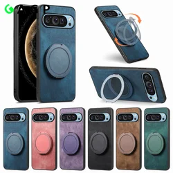 for Magsafe Bracket Stand Holder Matte Case For Google Pixel 9 10 Pro XL 8 7 6 Pro 6A 5G PU Leather Pixel 10 9A 8A 7A 9Pro Cover