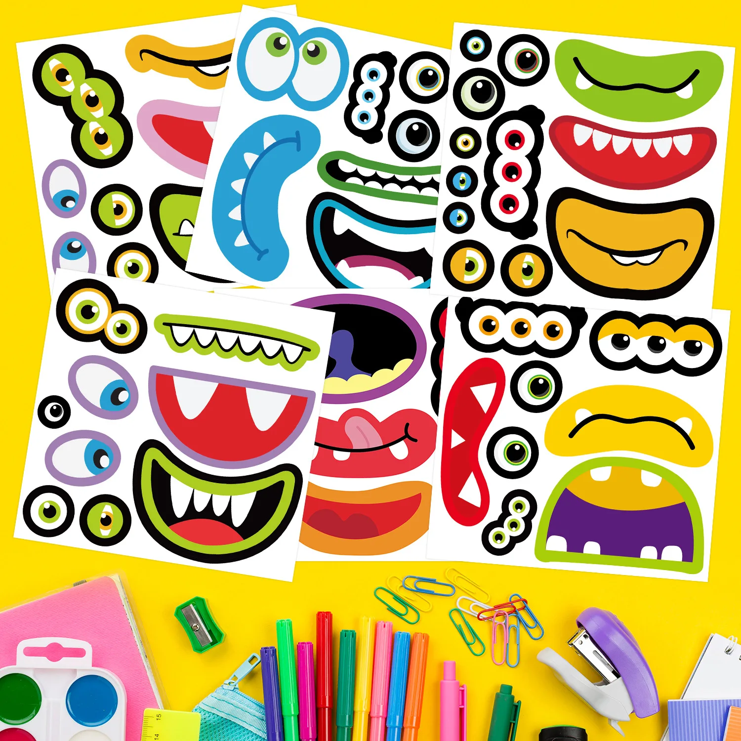 

6/12Sheets Halloween Pumpkin Expression Puzzle Sticker DIY Phone Laptop Luggage Skateboard Graffiti Decals Fun for Gift