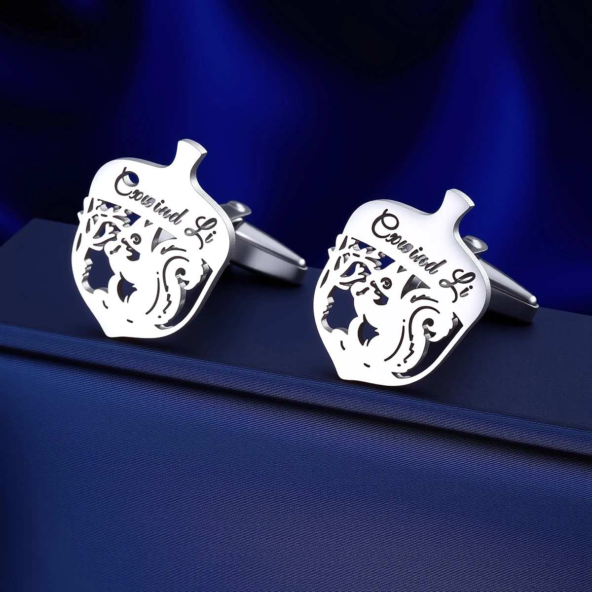 ustomized Name Men's Pinecone Squirrel Cufflinks Custom Suit Shirt Stainless Steel Buttons Sports Jewelry Gifts