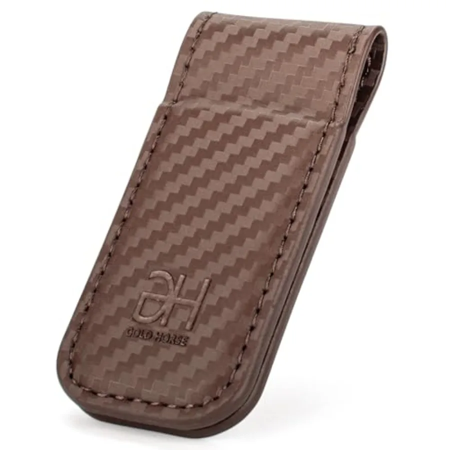 Slim Magnetic Money Clip Genuine Leather Business Card Holder for Men