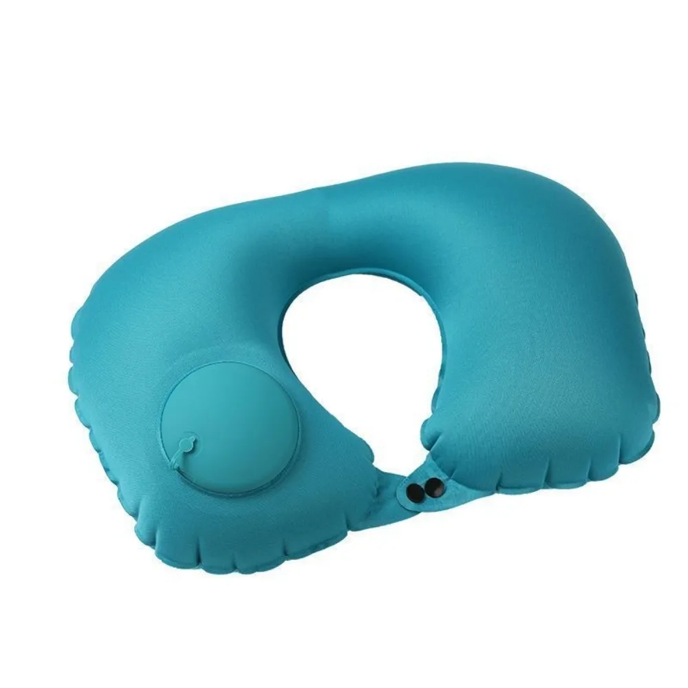 U Shaped Press Inflatable Pillow, Soft Portable Travel Neck Pillow For Long Sleeping On Airplane Flight, Train Trip Or Office Na