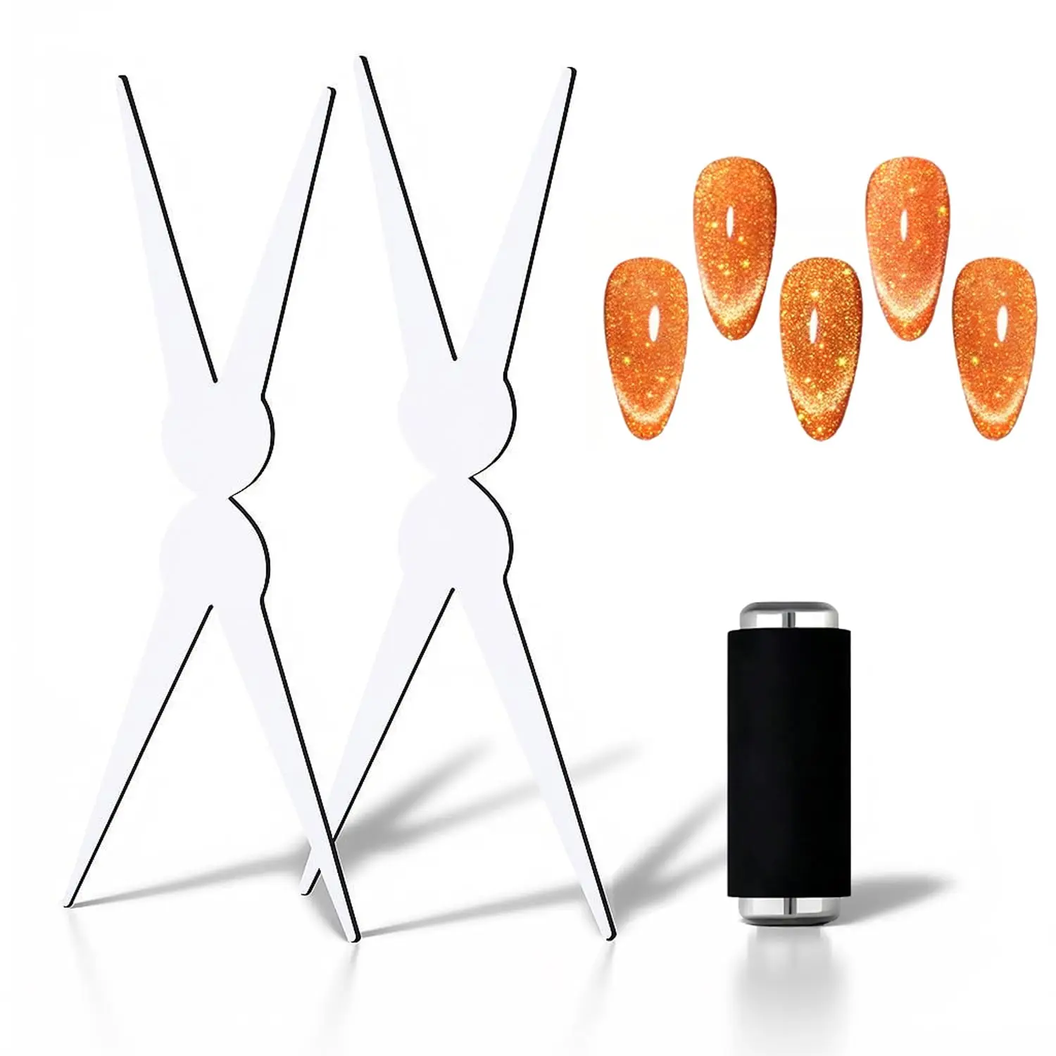 

3D двуглавые ногти во французской форме, сильный магнит «кошачий глаз», гель-лак для дизайна ногтей, магнитный эффект, маникюрные аксессуары, набор инструментов