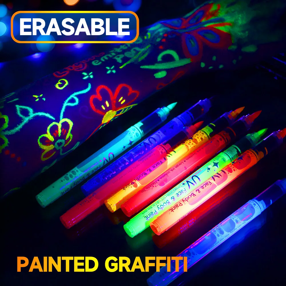 Washable Direct Liquid Uv Tattoo Pen Human Body Fluorescent Painting Pen Electronic Music Festival Party Painting Graffiti Pen