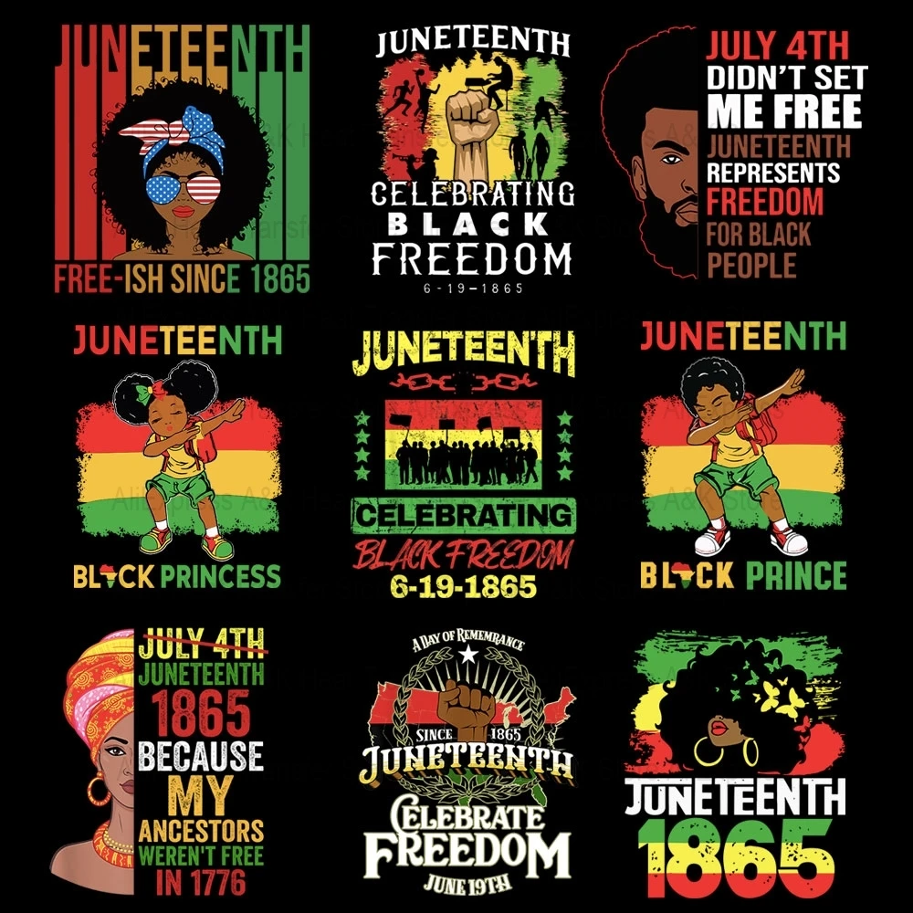

Black Freedom Iron On Patches Thermal Stickers On Clothes Heat Transfer DIY Juneteenth Black Woman T-shirt Patches For Clothing