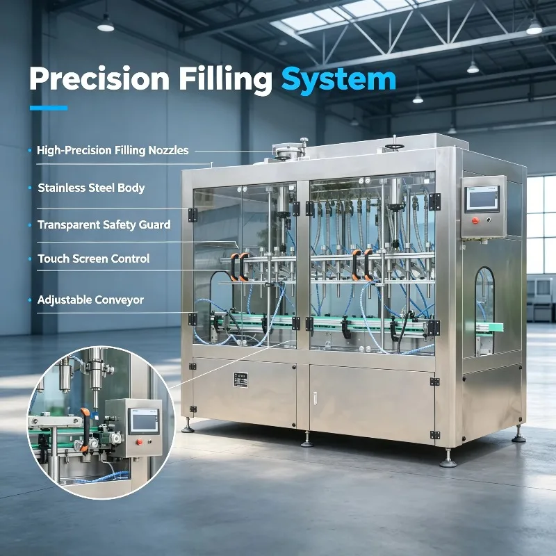 Customized precision liquid filling system oil bottling machinery transparent safety guard for global food production plant