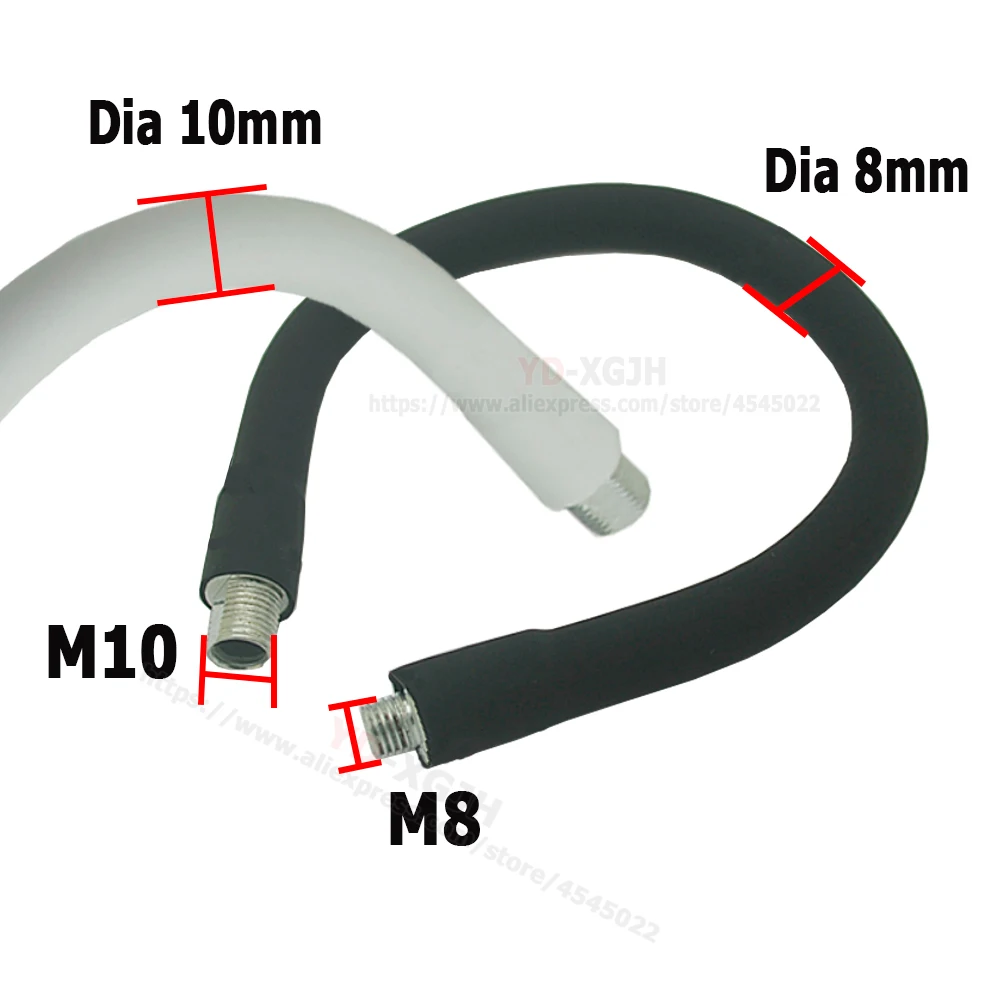 Universal Metal Flexible Gooseneck Tube 10mm Diameter Adjustable LED Lamp for DIY Lighting 10-60CM with OUTM8 Or M10 Screws