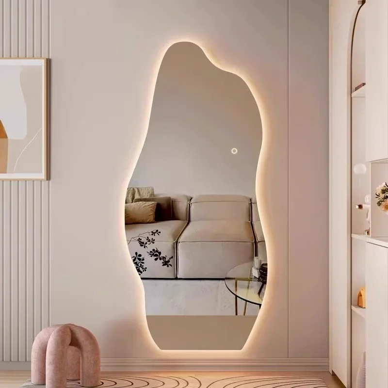 

Modern style full length LED wall mirror irregular design living room bedroom hotel salon fitting room clothing store